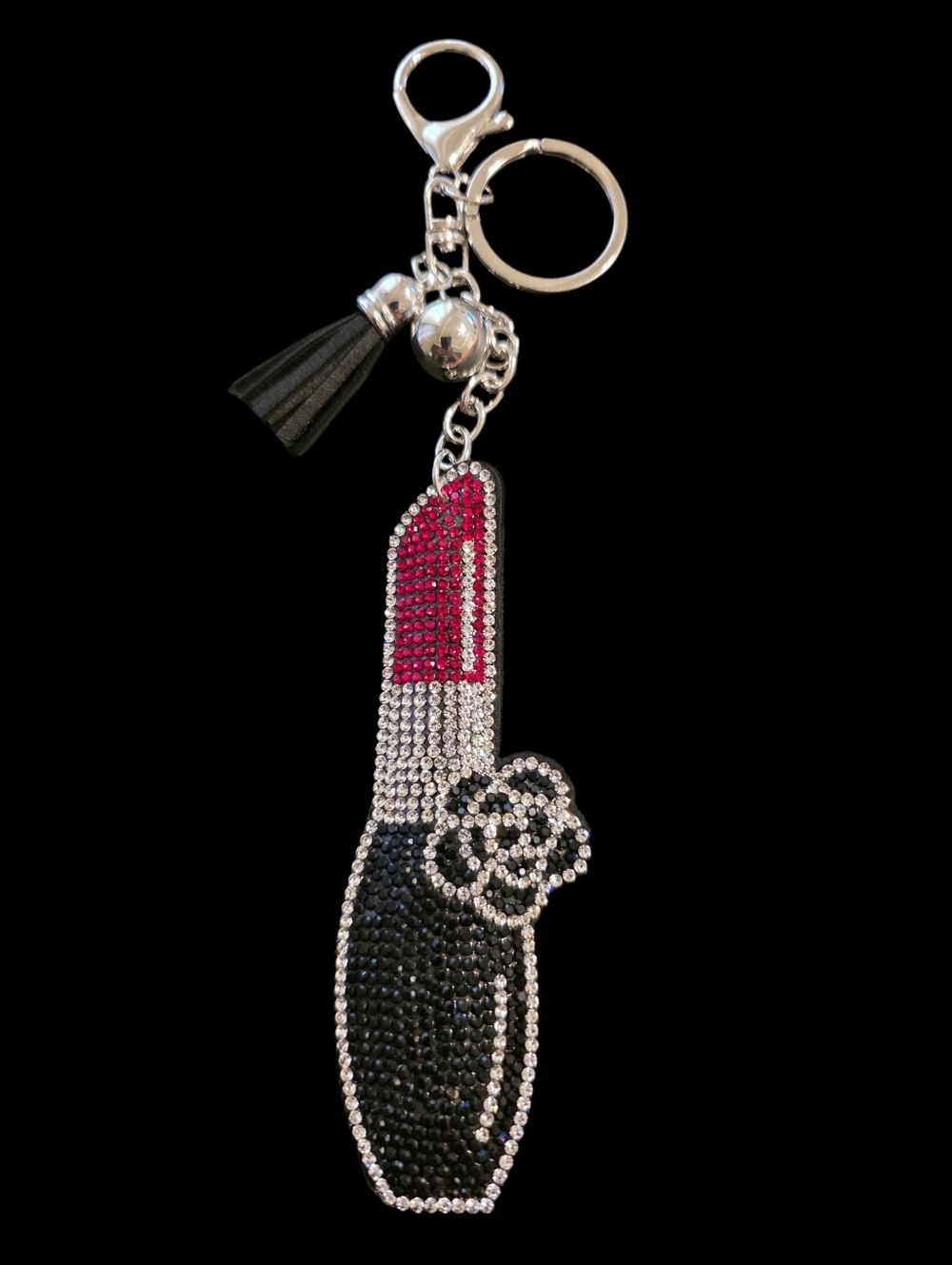 Rhinestone Lipstick Bag Charm Keychain
